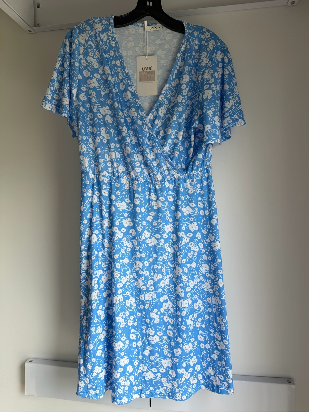 Blue Floral Wrap Dress